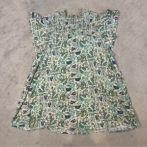 Torrid Floral Smocked‎ Flutter Sleeve Mock Neck Top Size 2X Garden Tea Party